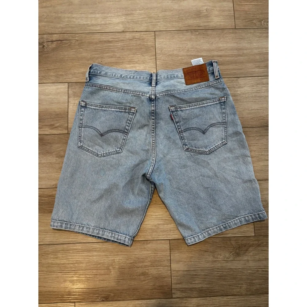 Levis 501 Original Fit Denim Shorts Mens 34 Light Wash Blue Button Fly